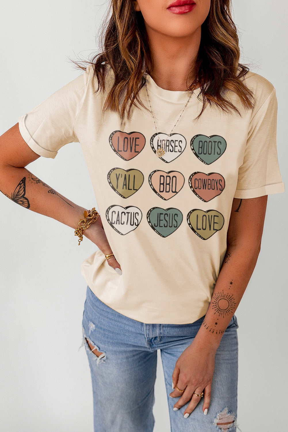 Khaki Heart Graphic Tee